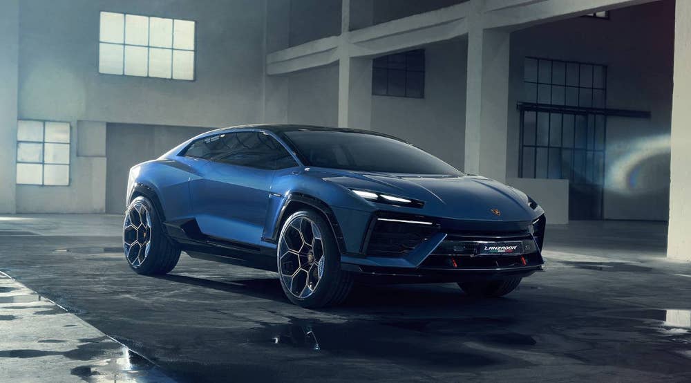 Lamborghini Lanzador in der seitlichen Frontansicht.