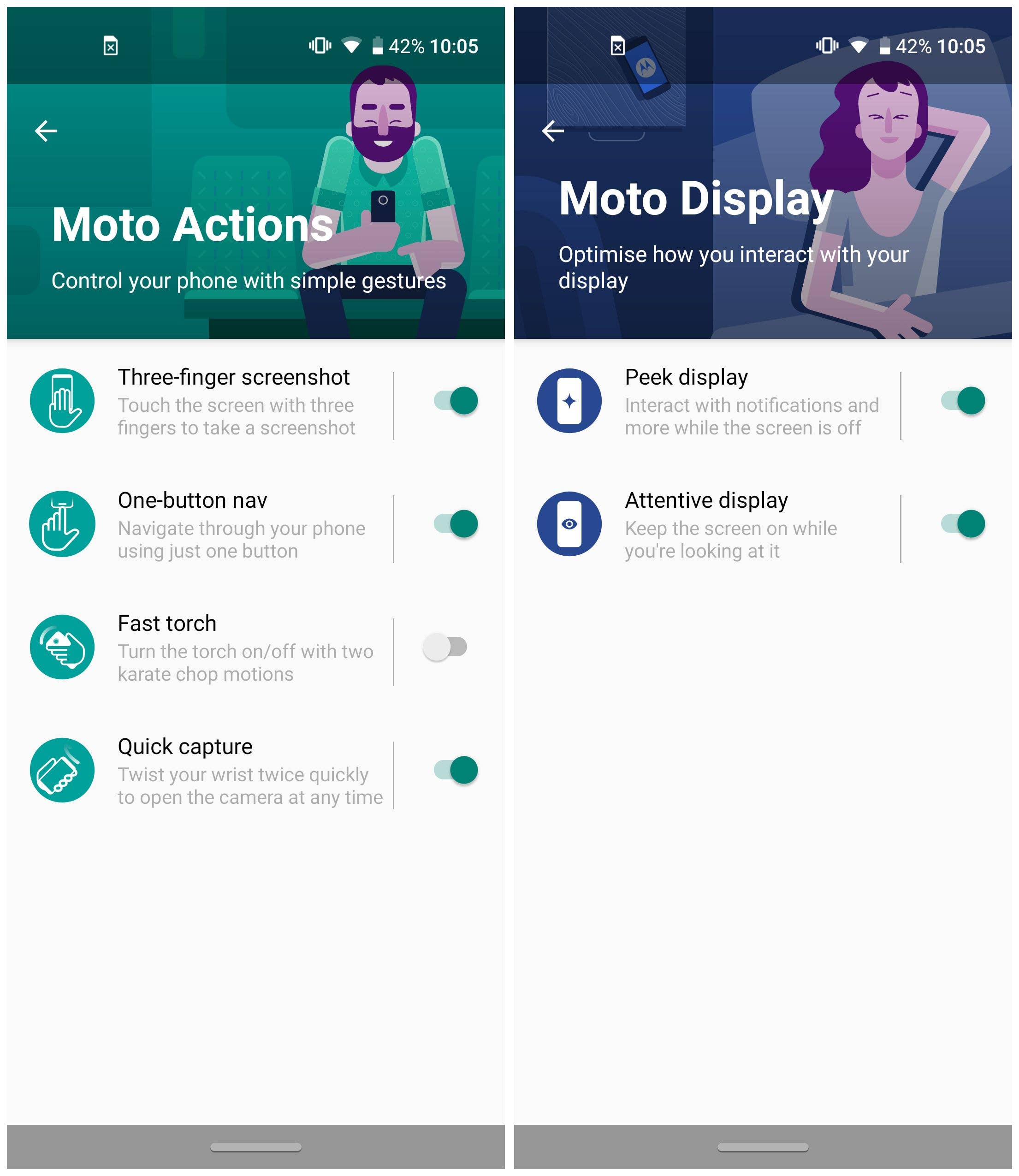 moto display moto actions