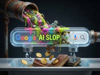 L'AI Slop est déversé dans la recherche Google par un tuyau. Des résultats propres sortent en bas.