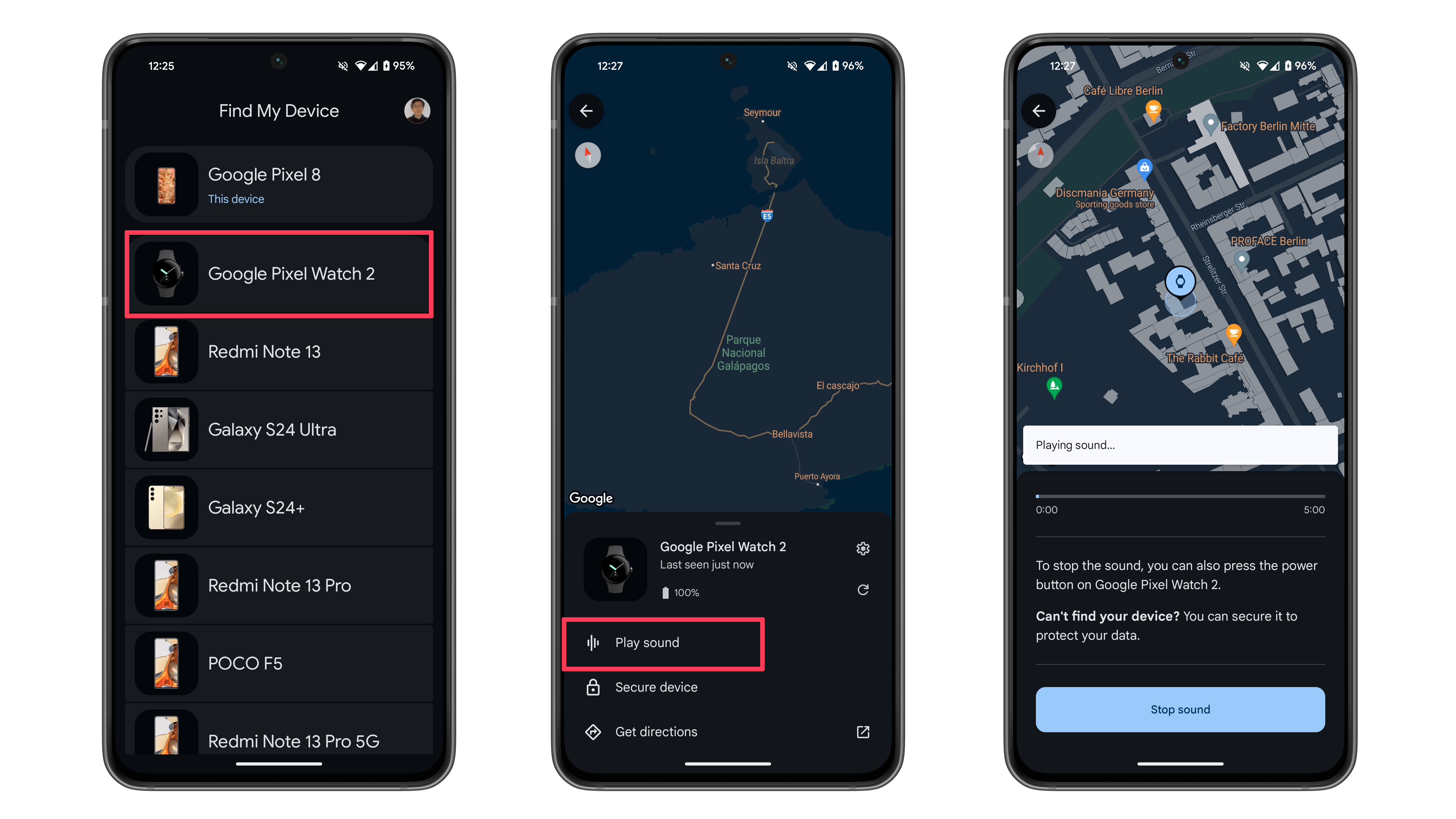 Captures d'écran Localiser