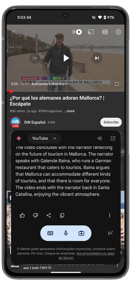 Comment utiliser Gemini pour résumer des vidéos YouTube