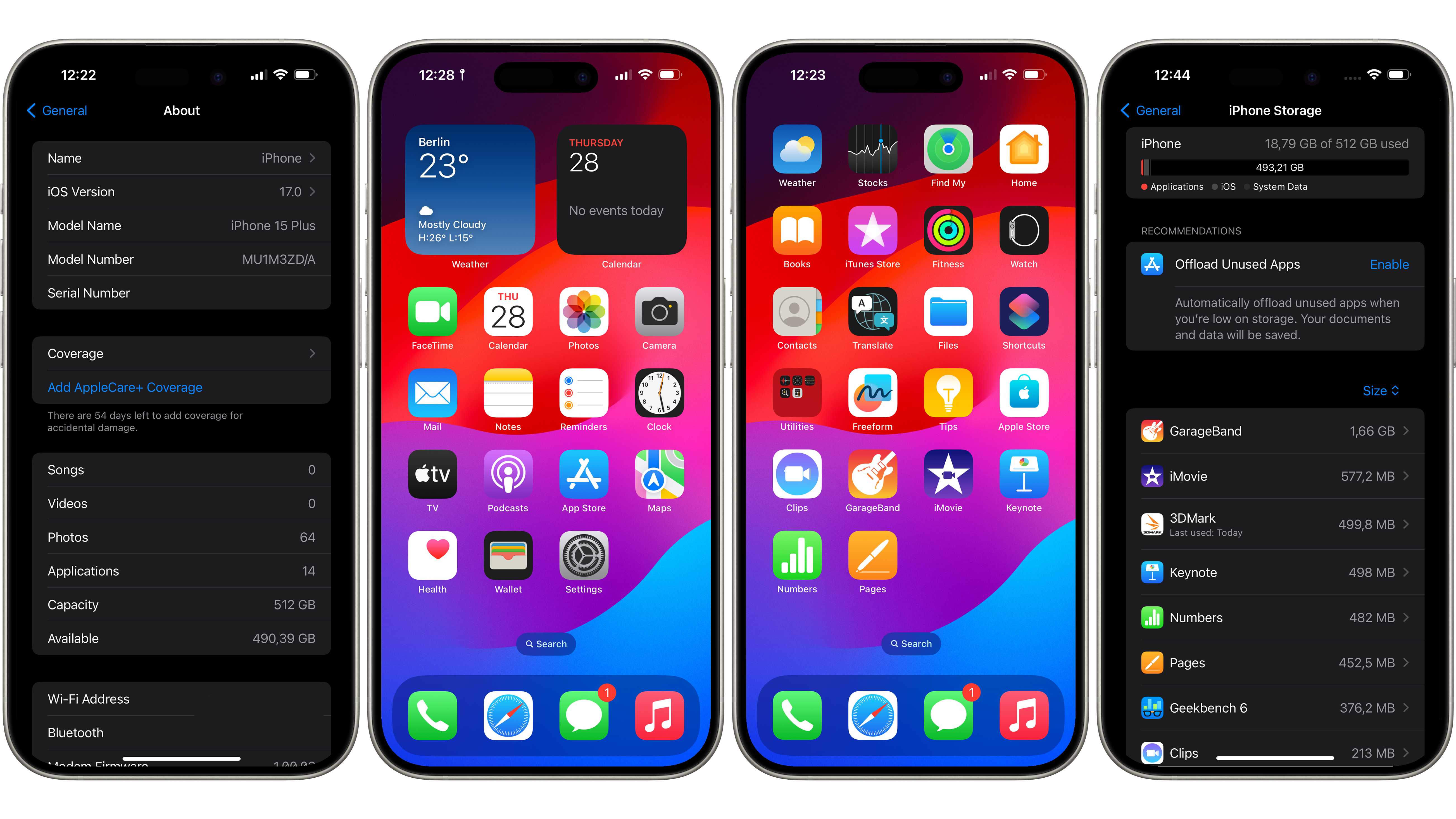Captures d'écran d'iOS 17 sur l'iPhone 15 Plus