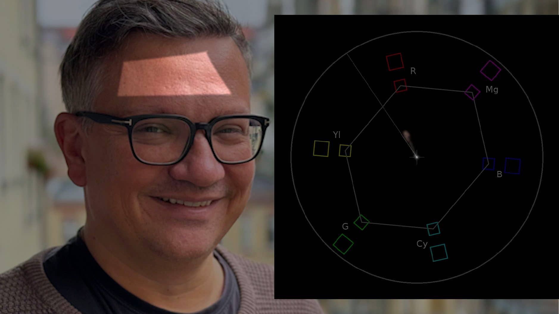 Un aperçu du Vectorscope de l'iPhone 15 Pro qui nous en appprend beaucoup sur la colorimétrie de nos photos