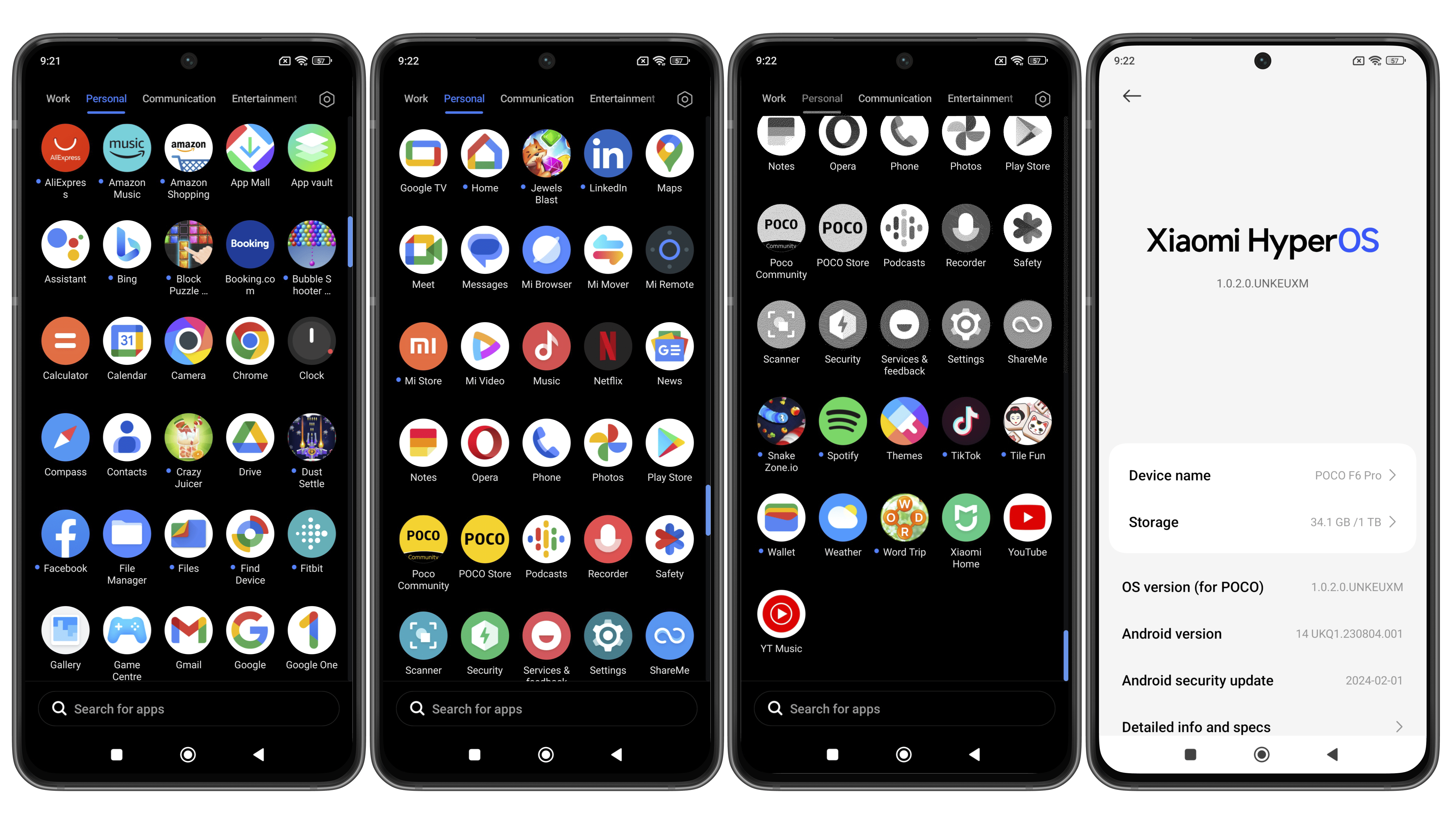 Captures d'écran de HyperOS sur le Poco F6 Pro