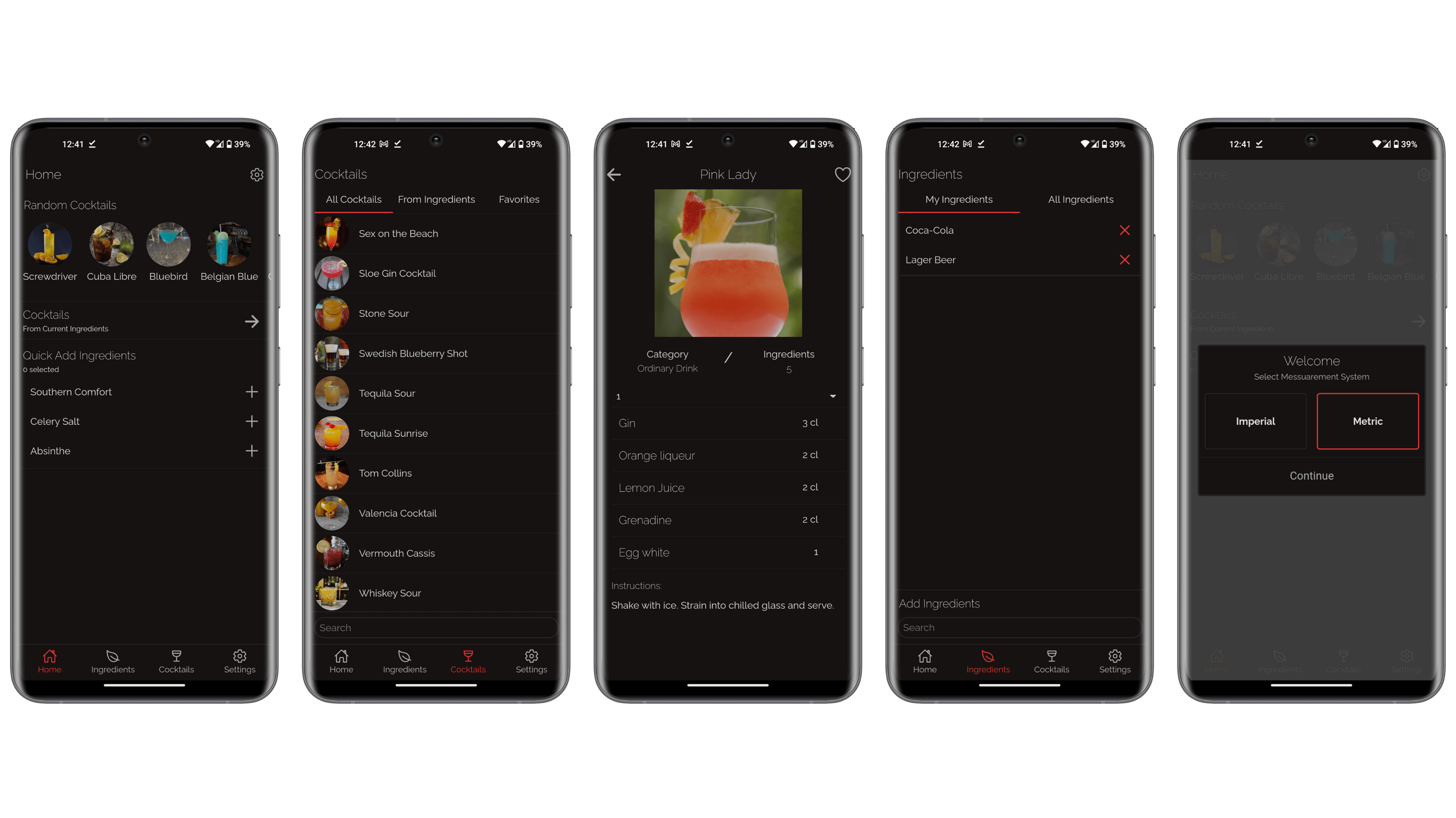 Captures d ecran application Drinkable