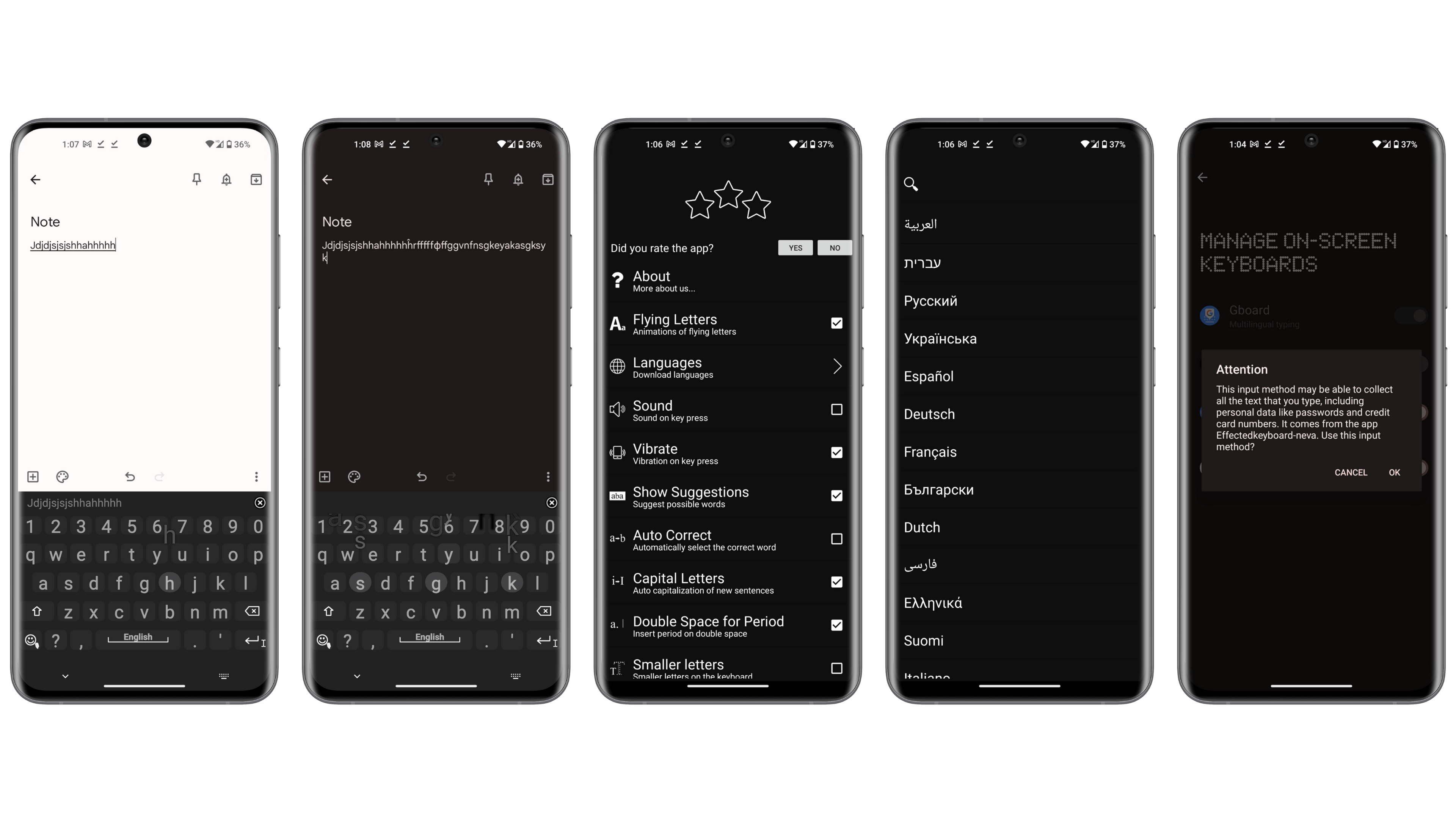 Captures d ecran application FKeyboard