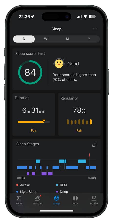 Lu0027interface utilisateur de lu0027application Zepp pour lu0027Amazfit T-Rex 3