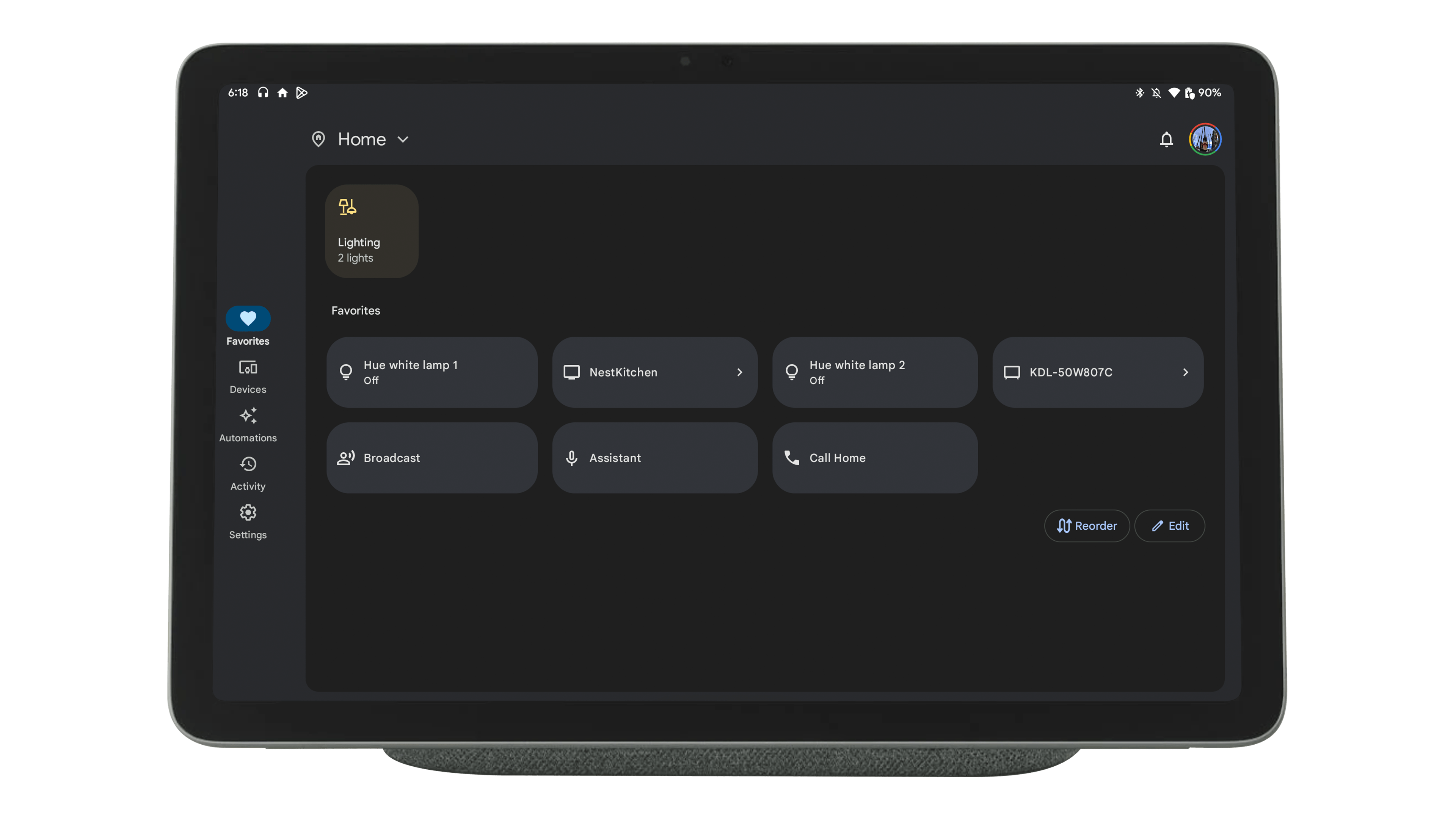 Google Pixel Tablet interface utilisateur