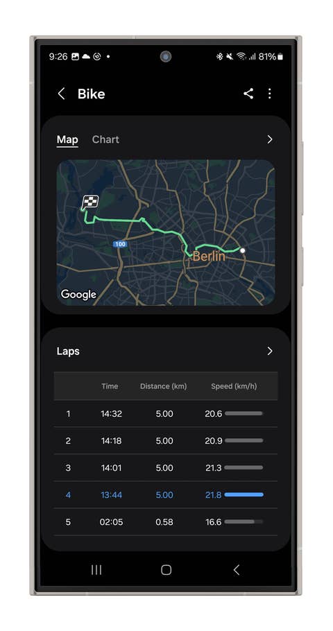Captures du0027écran du mode Cyclisme de la Galaxy Watch Ultra.