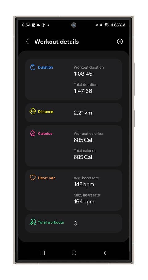Captures du0027écran des mesures multisports de la Galaxy Watch Ultra