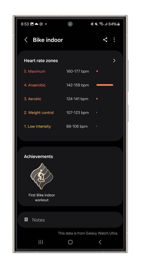 Captures du0027écran des mesures multisports de la Galaxy Watch Ultra