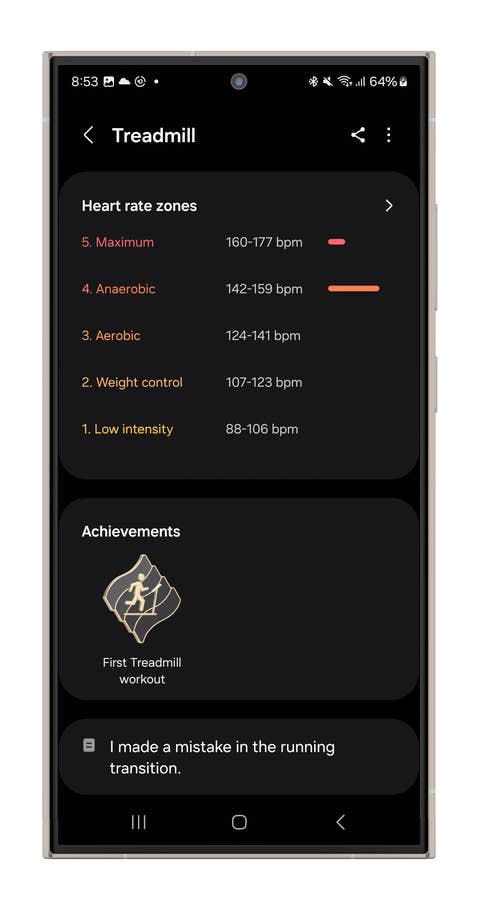 Captures du0027écran des mesures multisports de la Galaxy Watch Ultra