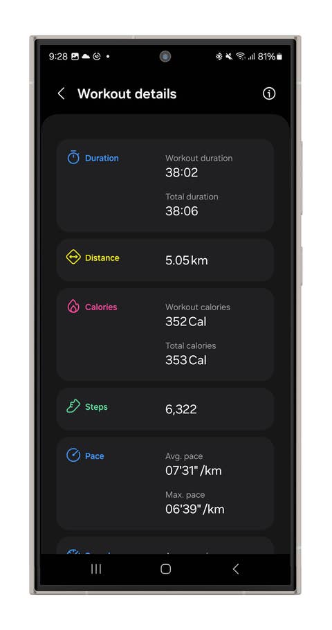 Captures du0027écran du mode Running de la Galaxy Watch Ultra