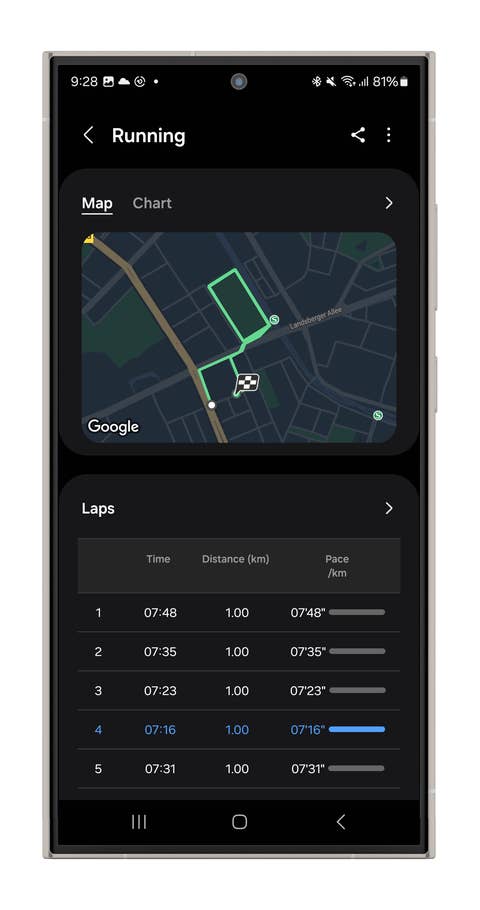 Captures du0027écran du mode Running de la Galaxy Watch Ultra