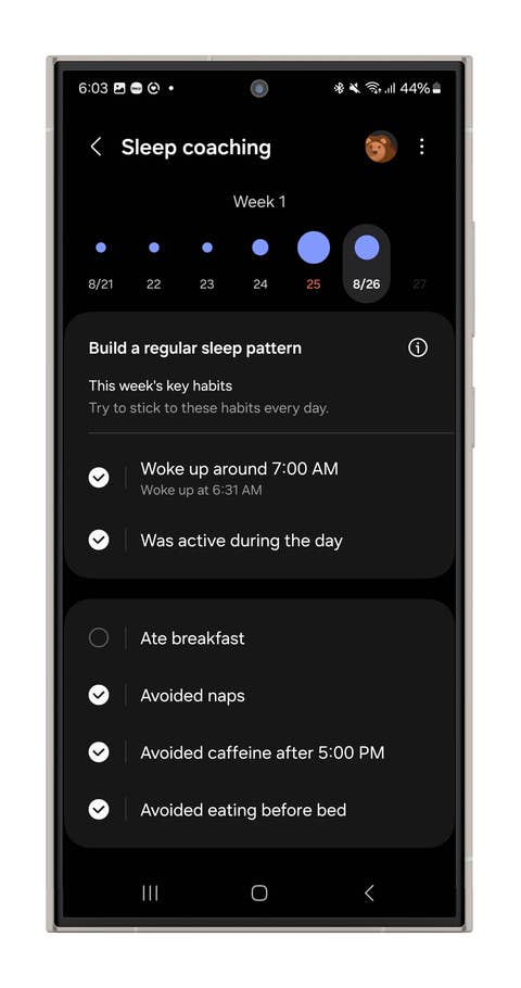Captures du0027écran des mesures de suivi du sommeil de la Galaxy Watch Ultra