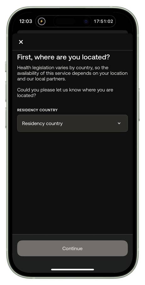 Un écran mobile affichant une invite de confirmation de localisation pour les services Withings.