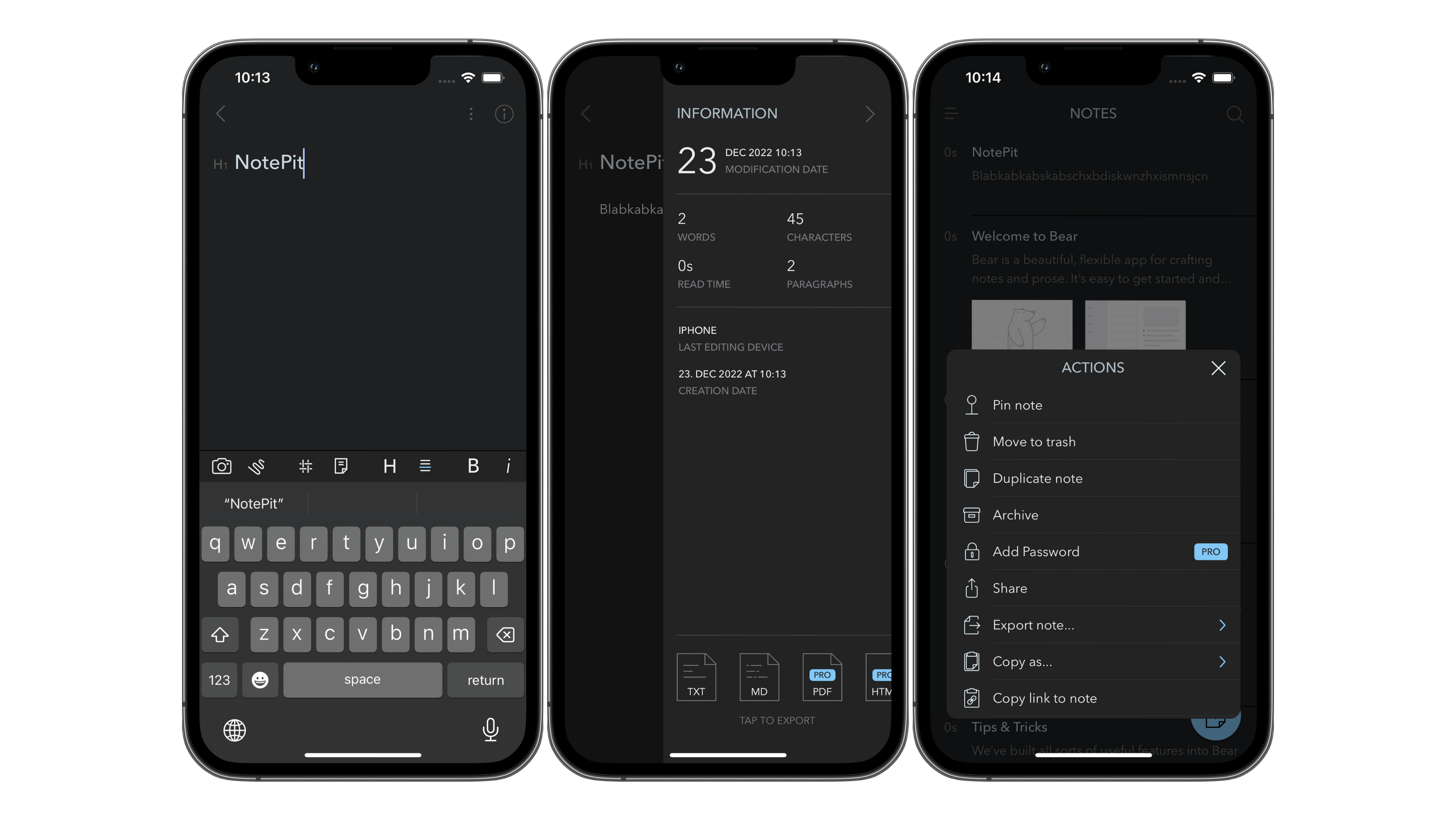 Best iOS apps screnshots Bear
