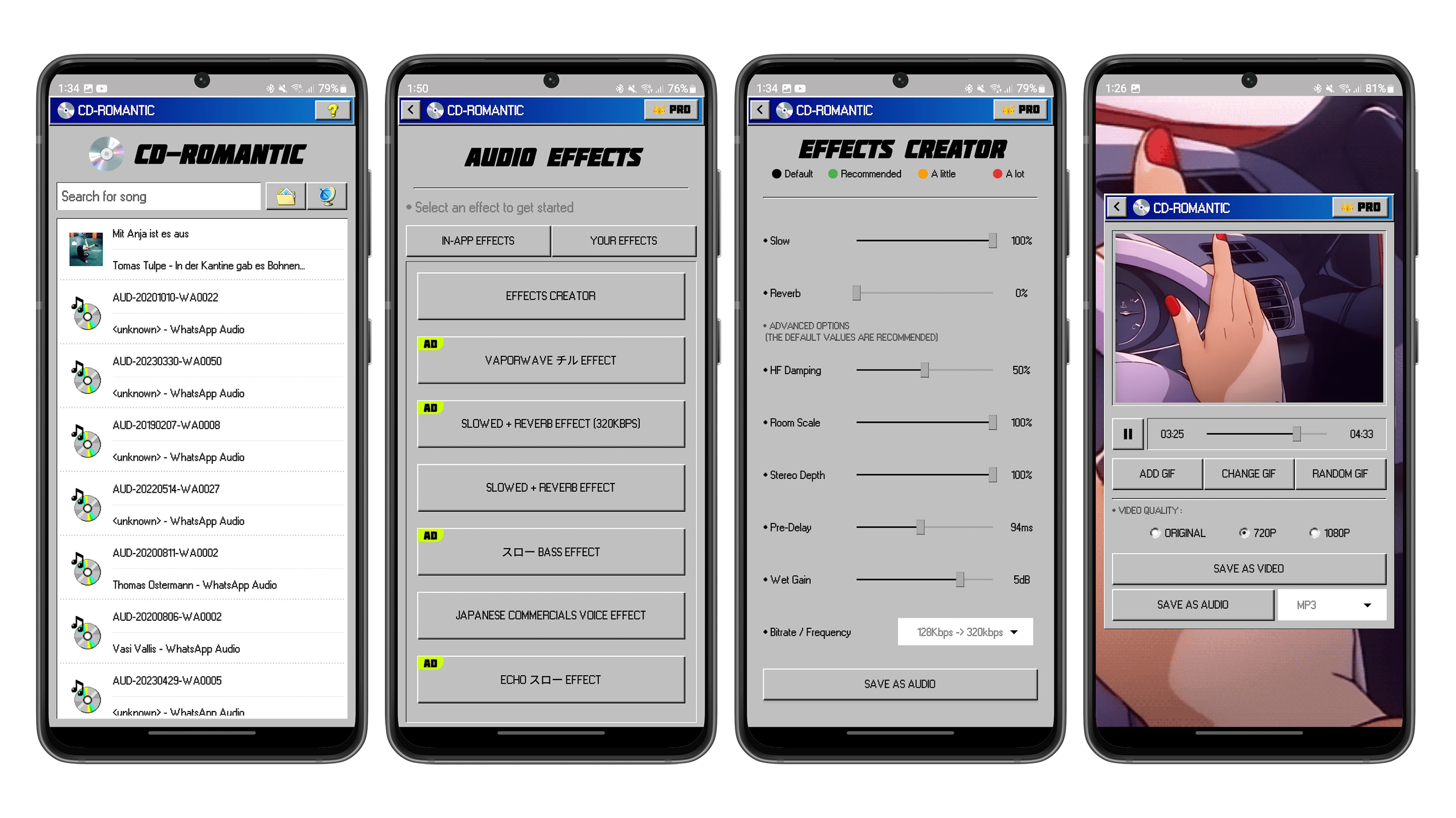 Captures d'écran App CD-ROMantic