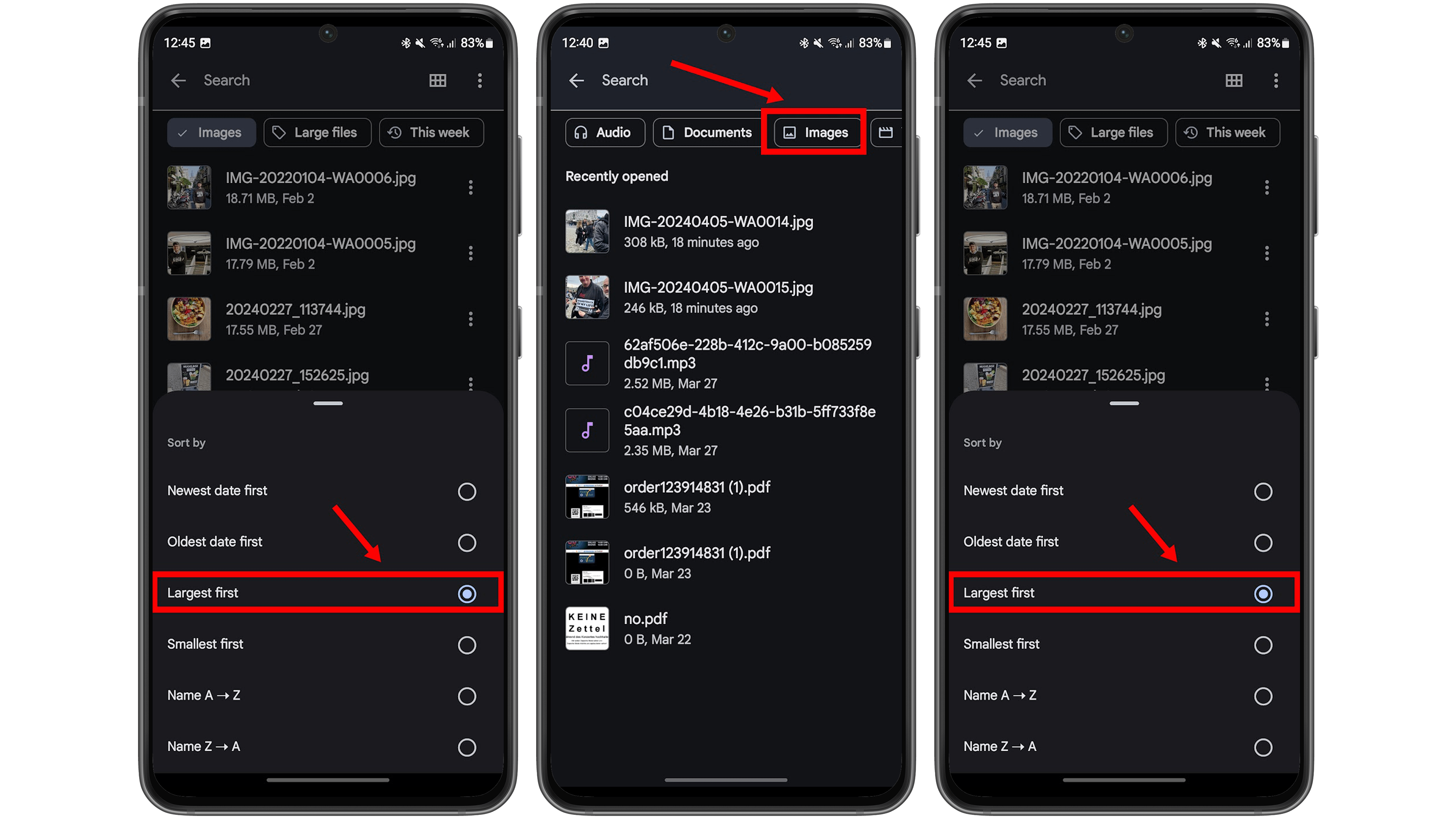 Une capture d'écran de l'application Google Files