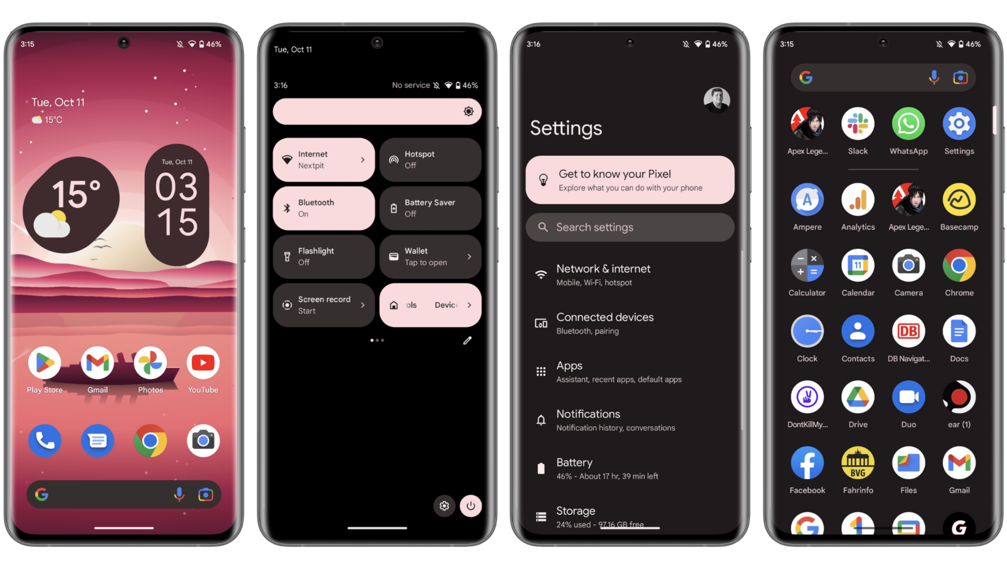 L Google Pixel 7 captures d ecran Android 13 design interface