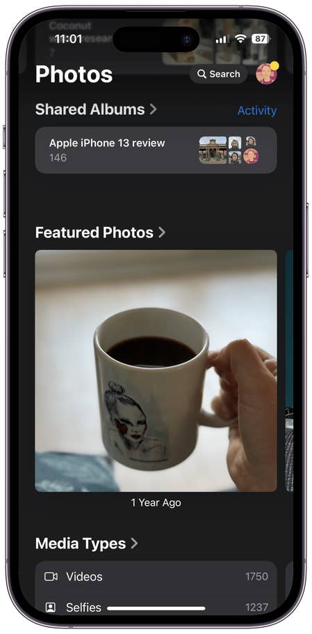 Captures du0027écran de lu0027interface utilisateur de lu0027application Photos sur iOS 18