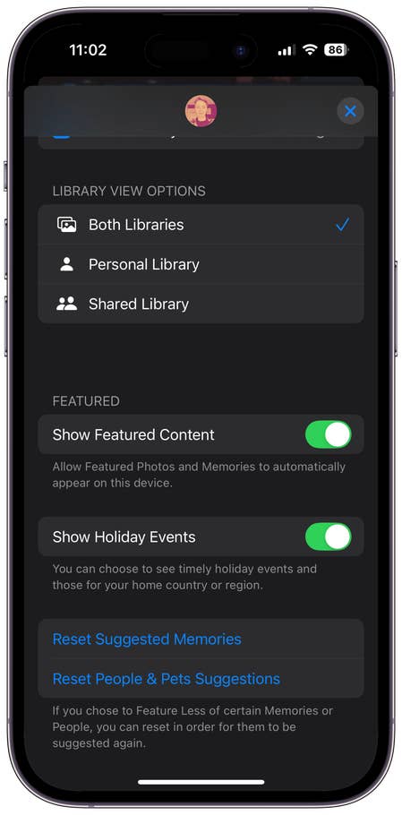 Captures du0027écran de lu0027interface utilisateur de lu0027application Photos sur iOS 18
