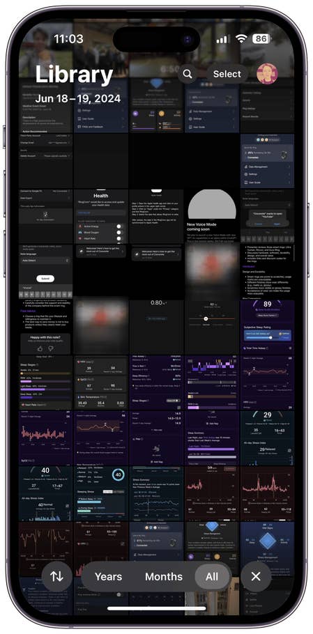 Captures du0027écran de lu0027interface utilisateur de lu0027application Photos sur iOS 18