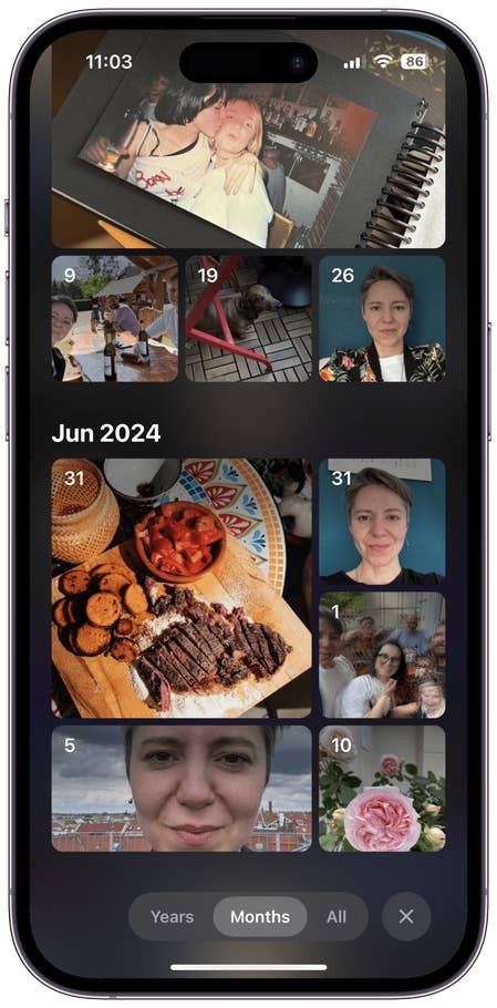 Captures du0027écran de lu0027interface utilisateur de lu0027application Photos sur iOS 18