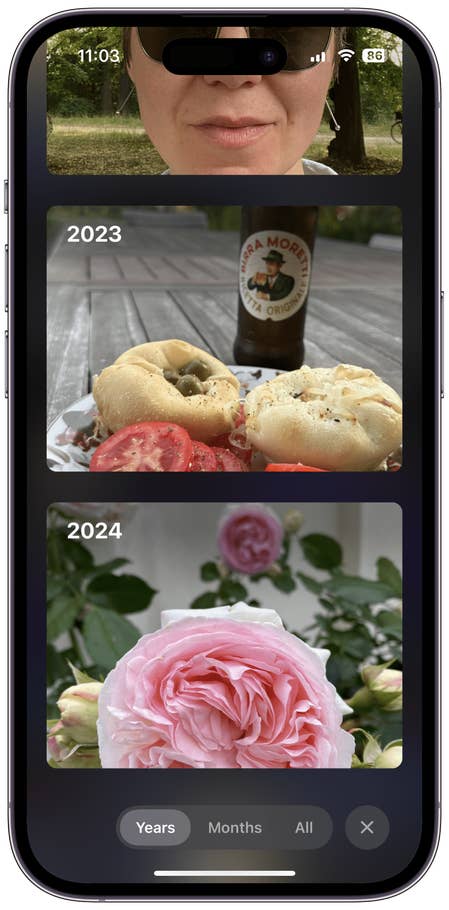 Captures du0027écran de lu0027interface utilisateur de lu0027application Photos sur iOS 18
