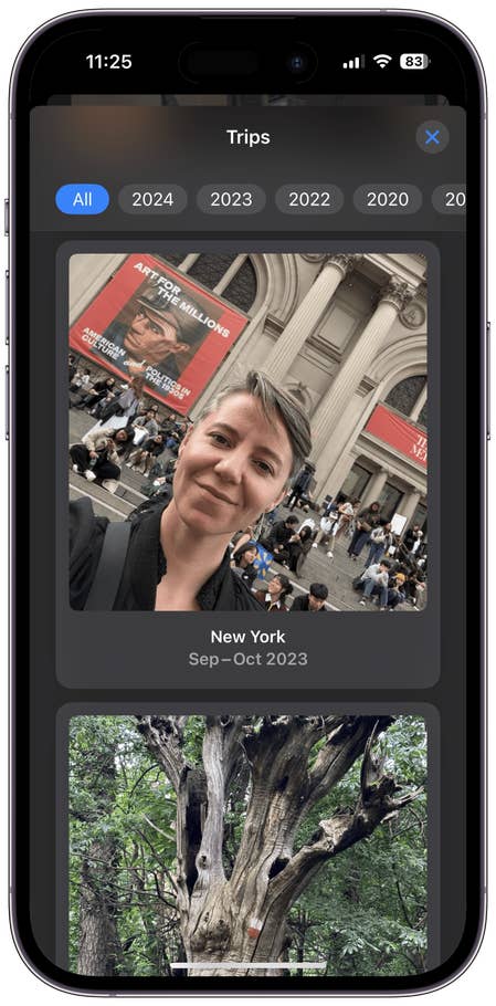 Captures du0027écran de lu0027interface utilisateur de lu0027application Photos sur iOS 18
