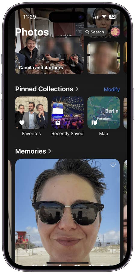 Captures du0027écran de lu0027interface utilisateur de lu0027application Photos sur iOS 18
