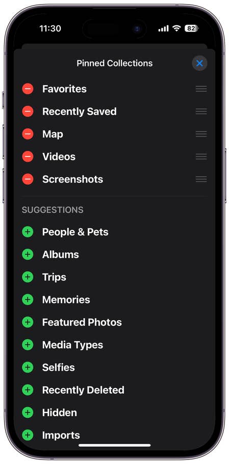 Captures du0027écran de lu0027interface utilisateur de lu0027application Photos sur iOS 18