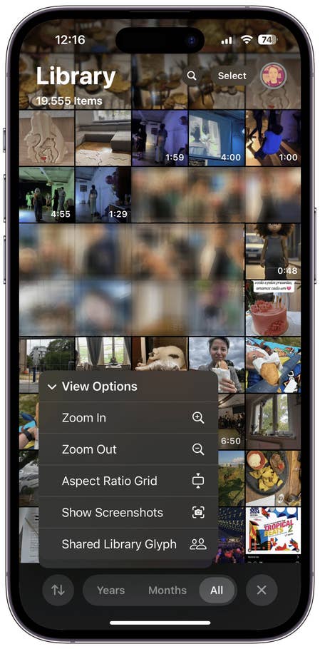 Captures du0027écran de lu0027interface utilisateur de lu0027application Photos sur iOS 18