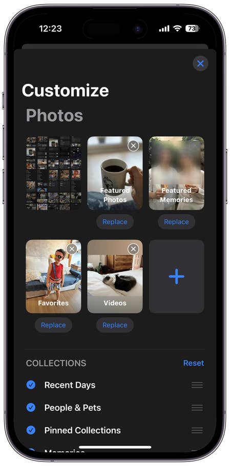 Captures du0027écran de lu0027interface utilisateur de lu0027application Photos sur iOS 18