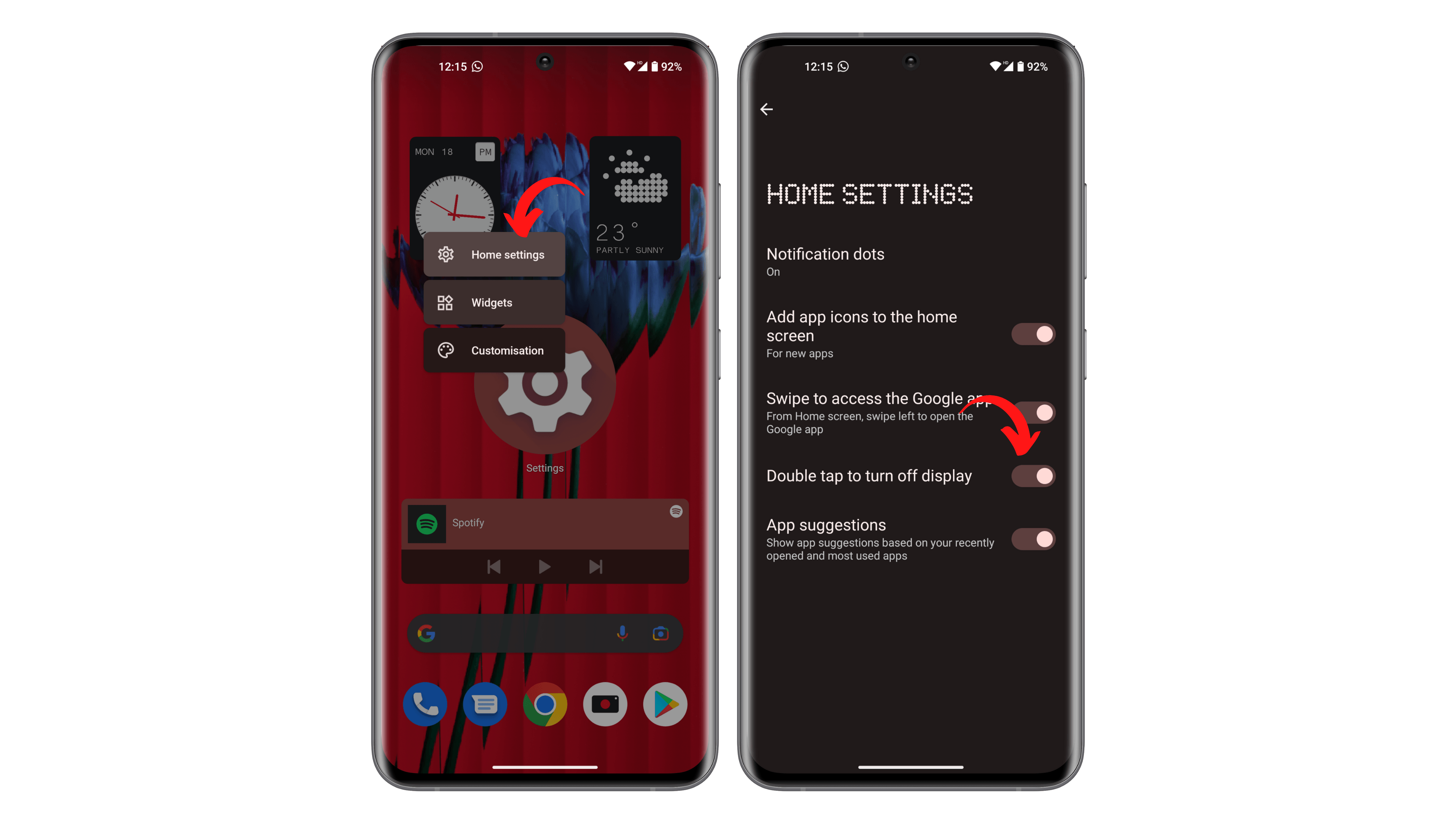 Captures d ecran Nothing OS appuyer deux fois pour eteindre l ecran