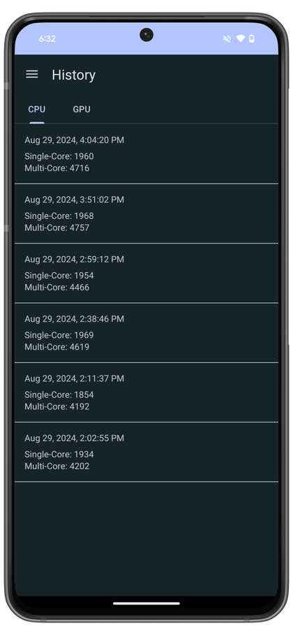 capture d’écran des résultats des benchmarks du Google Pixel 9 Pro