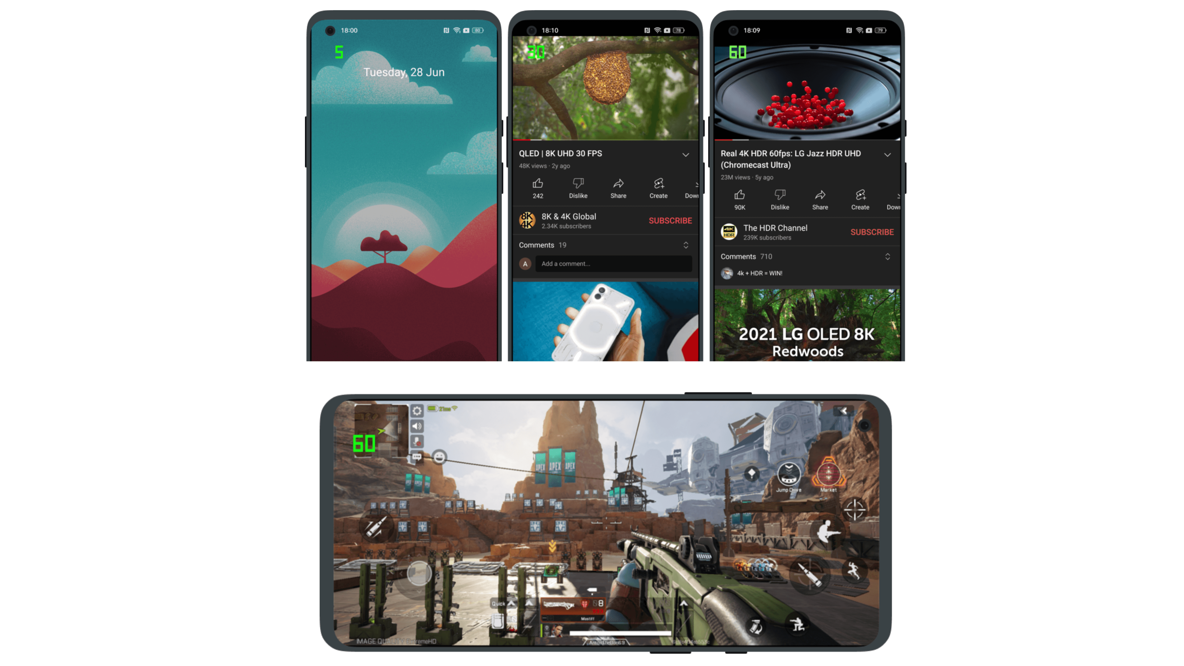 Captures d ecran taux de rafraichissement variable de l ecran du Realme GT 2 Pro