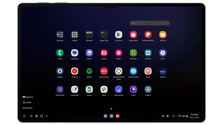 Capture du0027écran prise sur la Samsung Galaxy Tab S9 Ultra montrant lu0027interface One UI en mode DeX, comme sur un PC portable