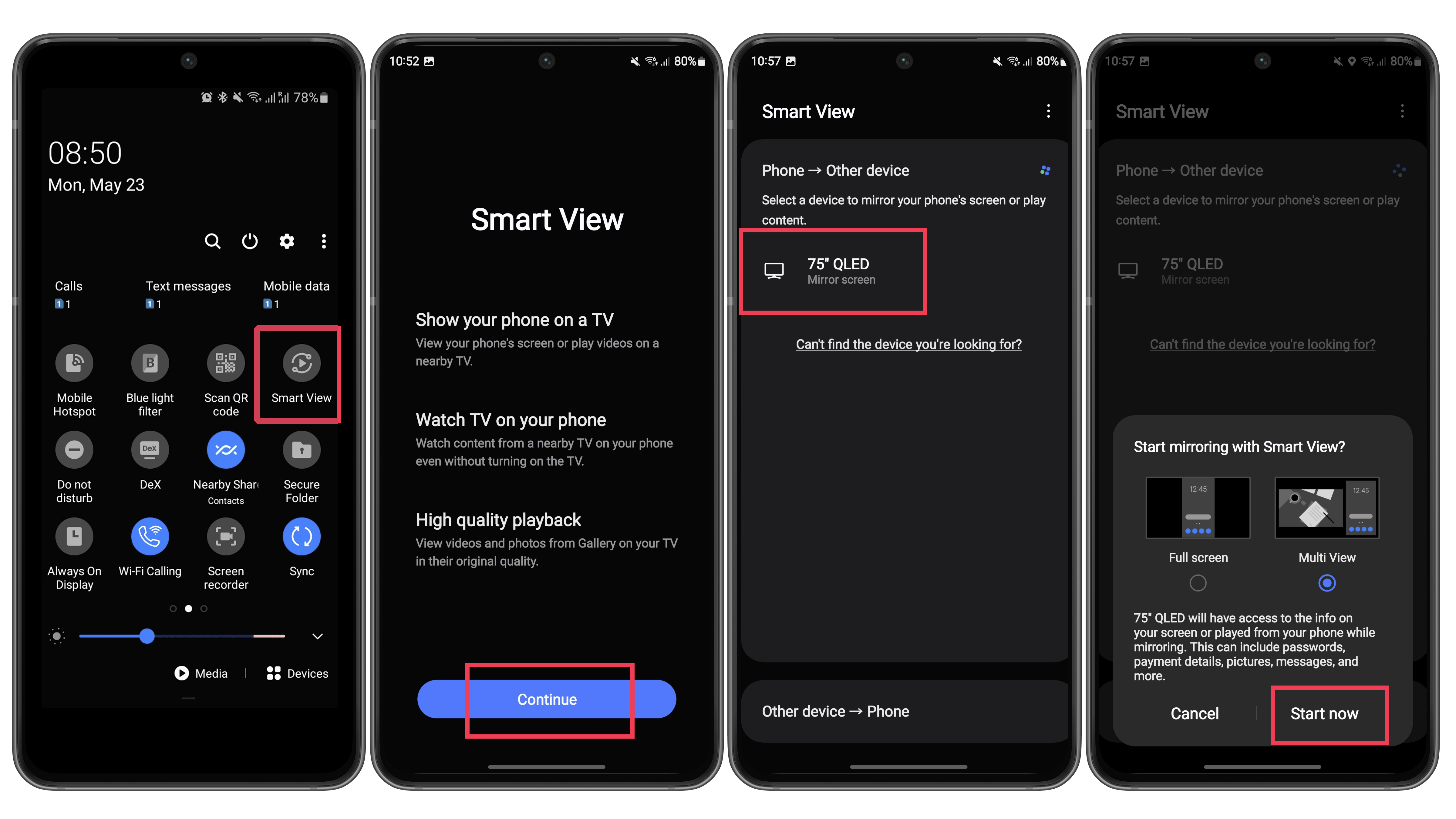 Capture d'écran montrant comment utiliser Smart View