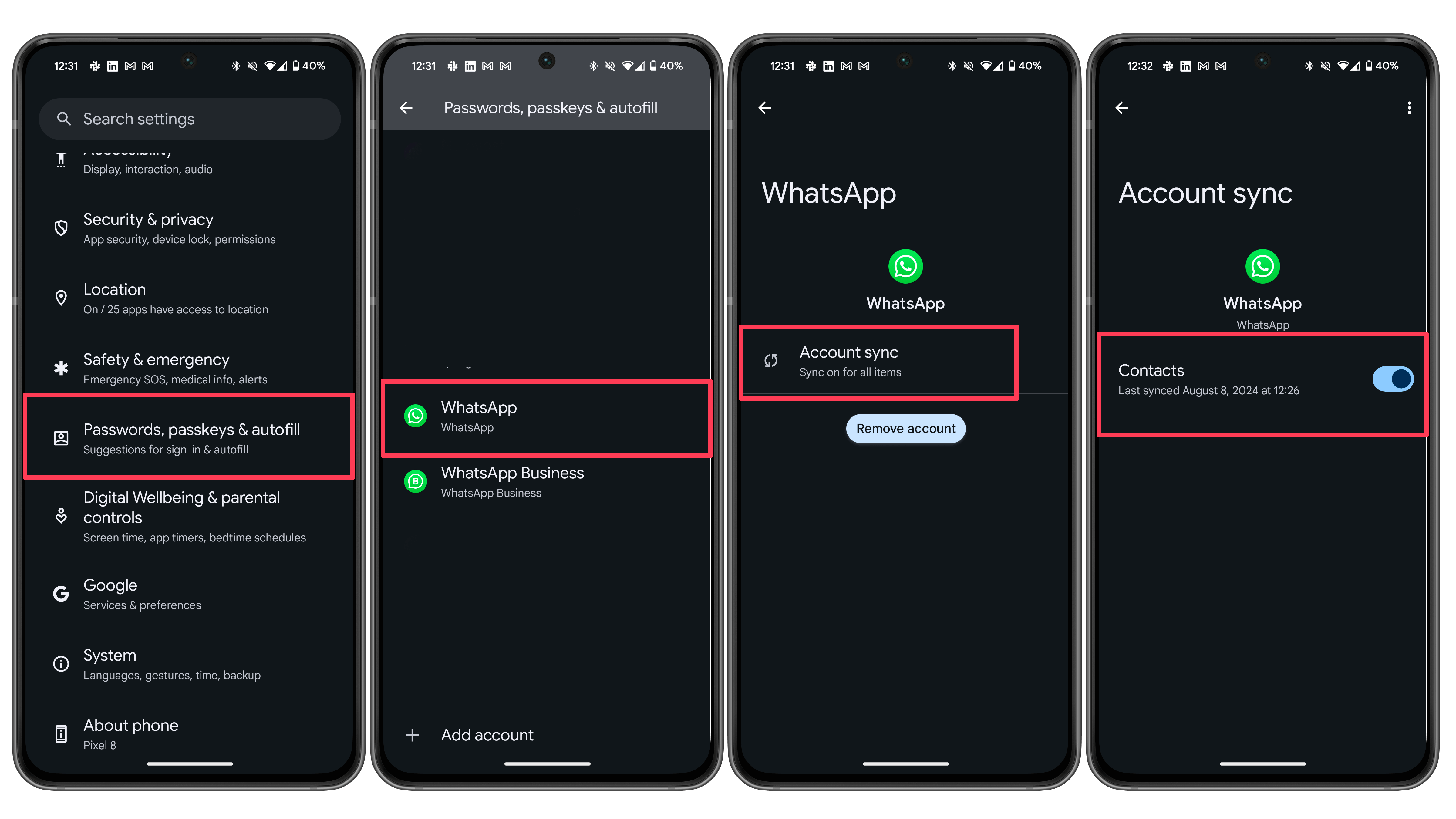Captures d'écran de WhatsApp