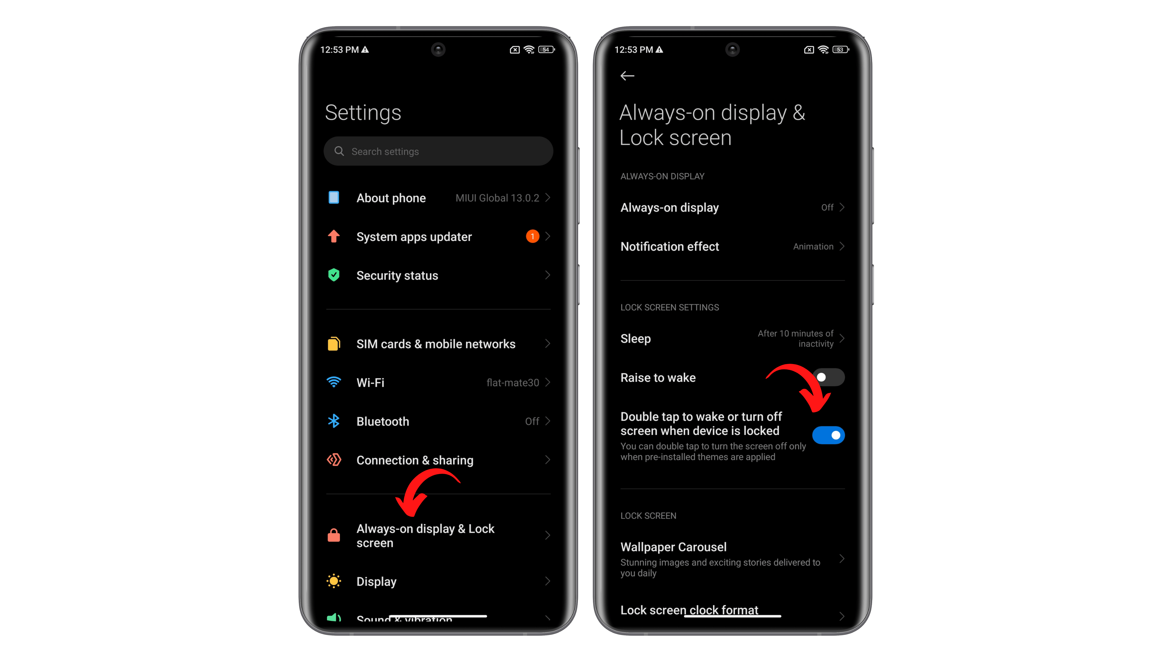 Captures d ecran Xiaomi MIUI 13 fonction appuyer deux fois pour eteindre l ecran