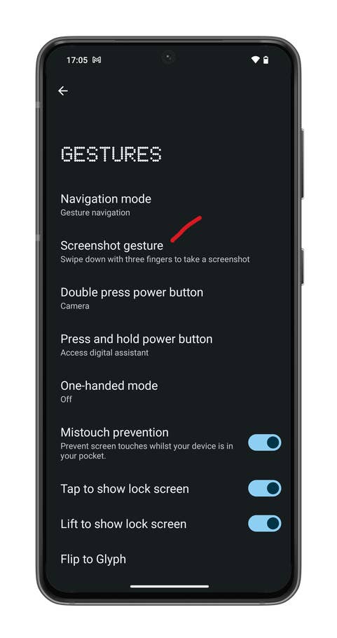 Capture du0027écran de Nothing OS 2.5 montrant comment utiliser le mode à une main