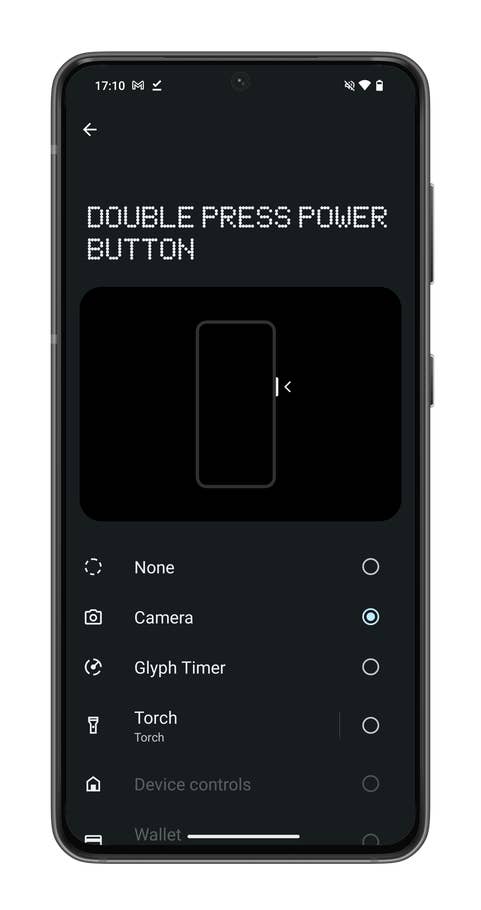 Capture du0027écran de Nothing OS 2.5 montrant comment trasnformer le bouton du0027alimentation de votre Nothing Phone en bouton du0027action
