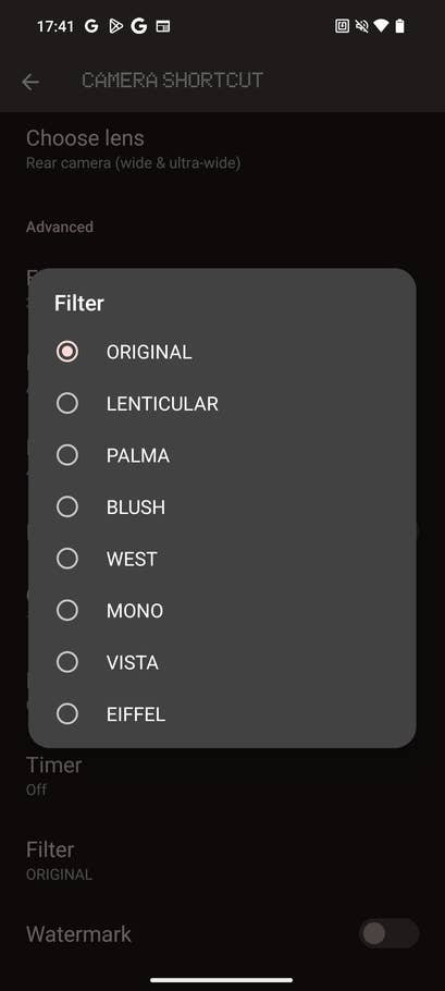 Capture du0027écran de Nothing OS 2.5 montrant comment sauvegarder vos réglages dans lu0027application photo