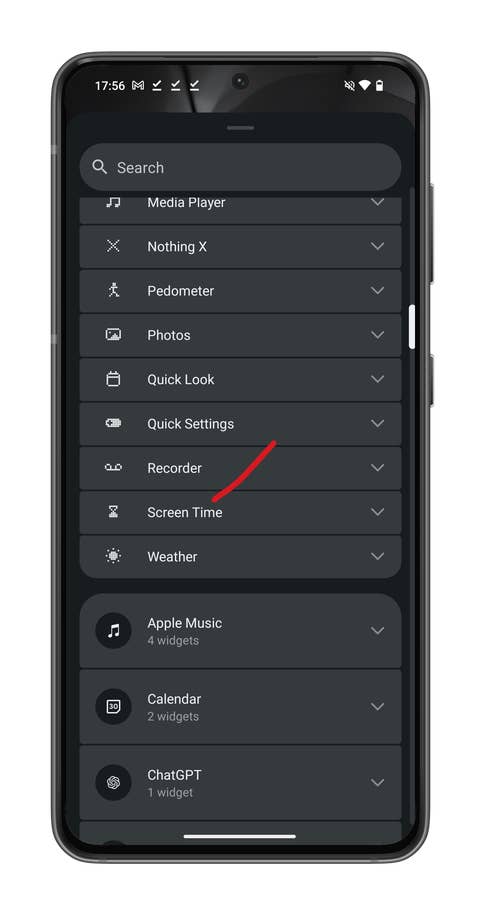Capture du0027écran de Nothing OS 2.5 montrant comment surveiller votre temps du0027écran avec un widget