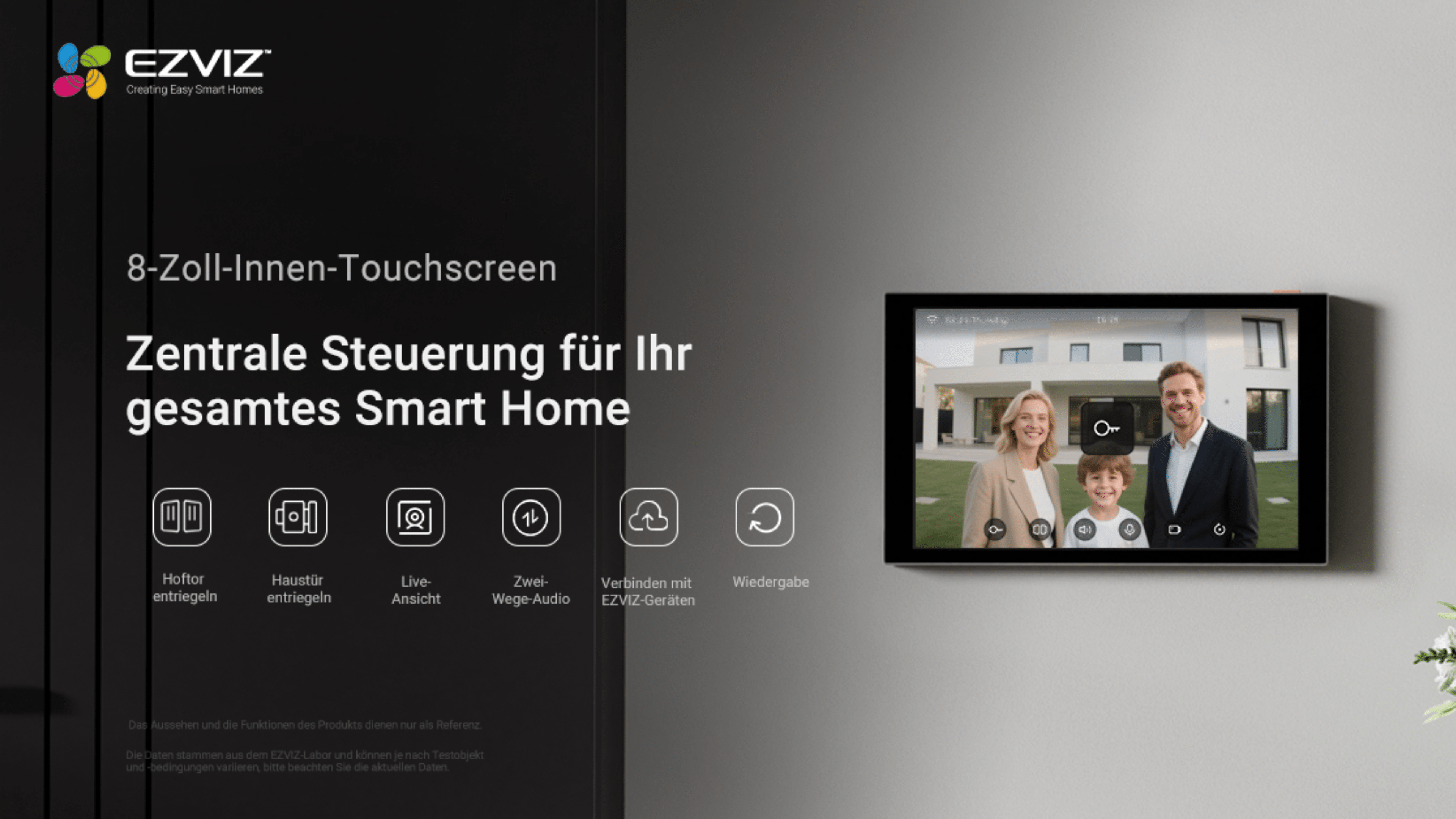 Écran tactile de 8 pouces pour le contrôle central de votre maison intelligente avec vue en direct et audio bidirectionnel.
