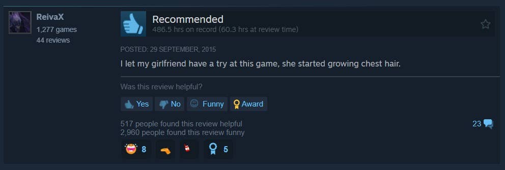Video game review screenshot steam