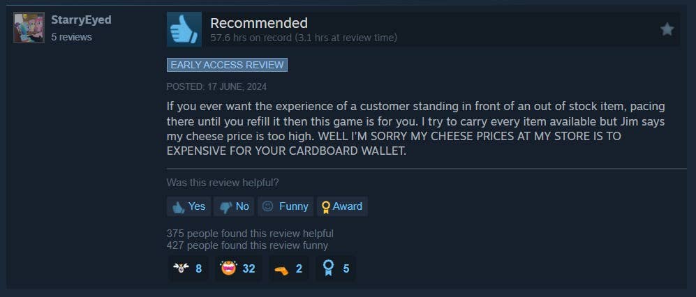 Video game review on Steam