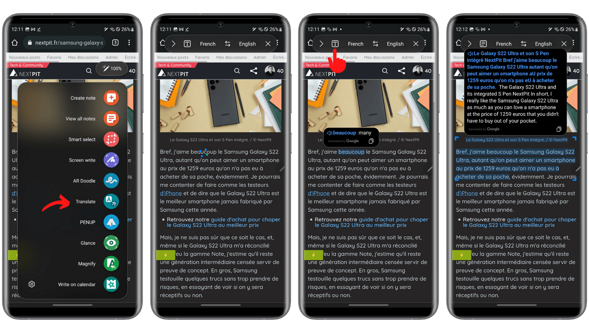 Traduire texte avec S Pen de Samsung