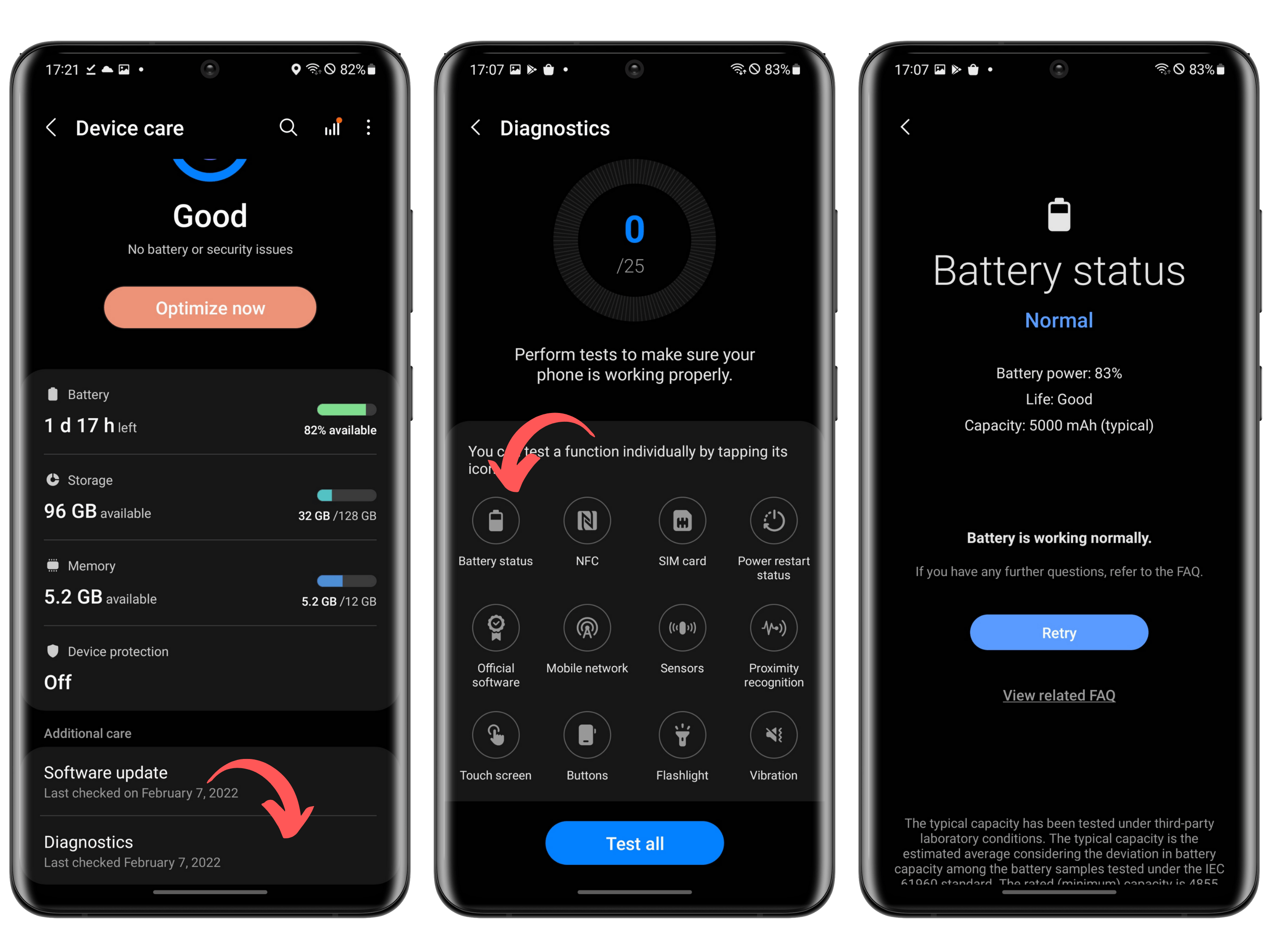 Vérifier batterie smartphone
